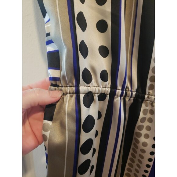 Maggie London Dress Shift Sleeveless Satin Geometric Print  Knee Length Sz 8 - Picture 3 of 9